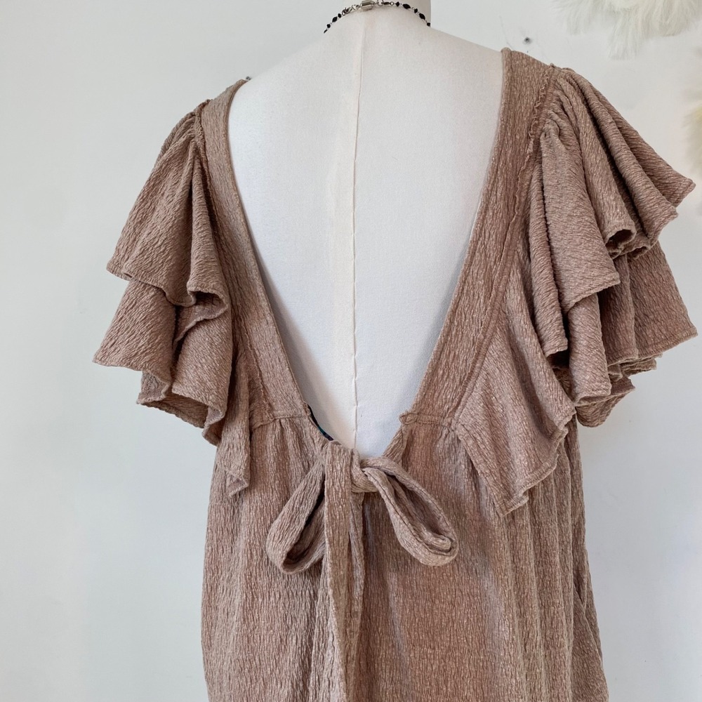 Free People Beach Womens Delia Ruffle Mini Dress Size M Boho Country Cowgirl - Picture 7 of 13